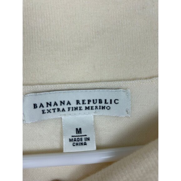 Banana Republic Womens Extra Fine Merino Wool Blend Cream Long Sleeve Top M - Picture 3 of 9